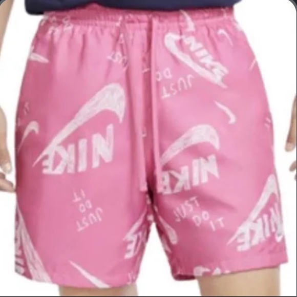 Nike Other - Nike 'Just Do It' Nike Swoosh Printed Woven Pink Casual Shorts Men's Size L
